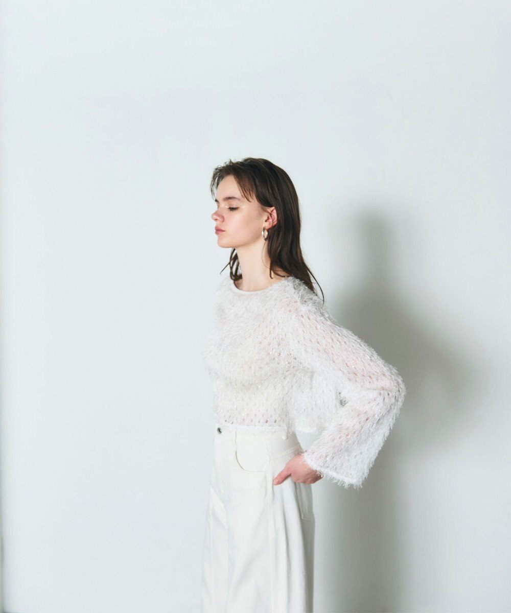 GRACE CONTINENTAL ラメフリンジカットトップ 