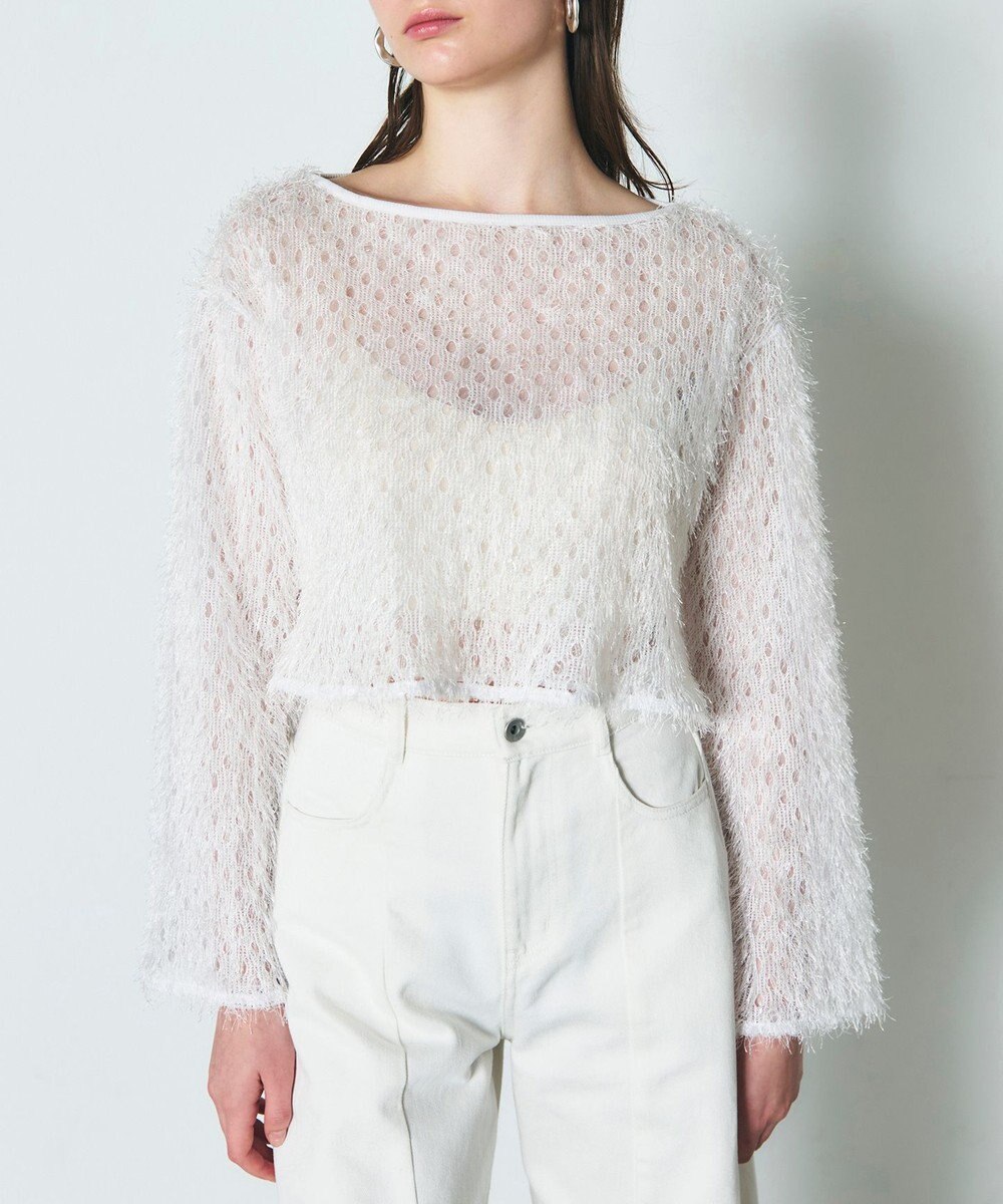 GRACE CONTINENTAL ラメフリンジカットトップ