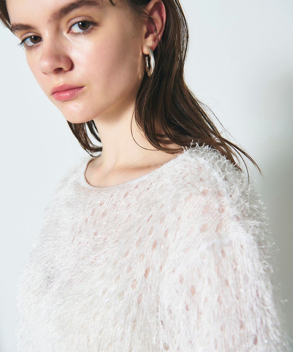 GRACE CONTINENTAL ラメフリンジカットトップ