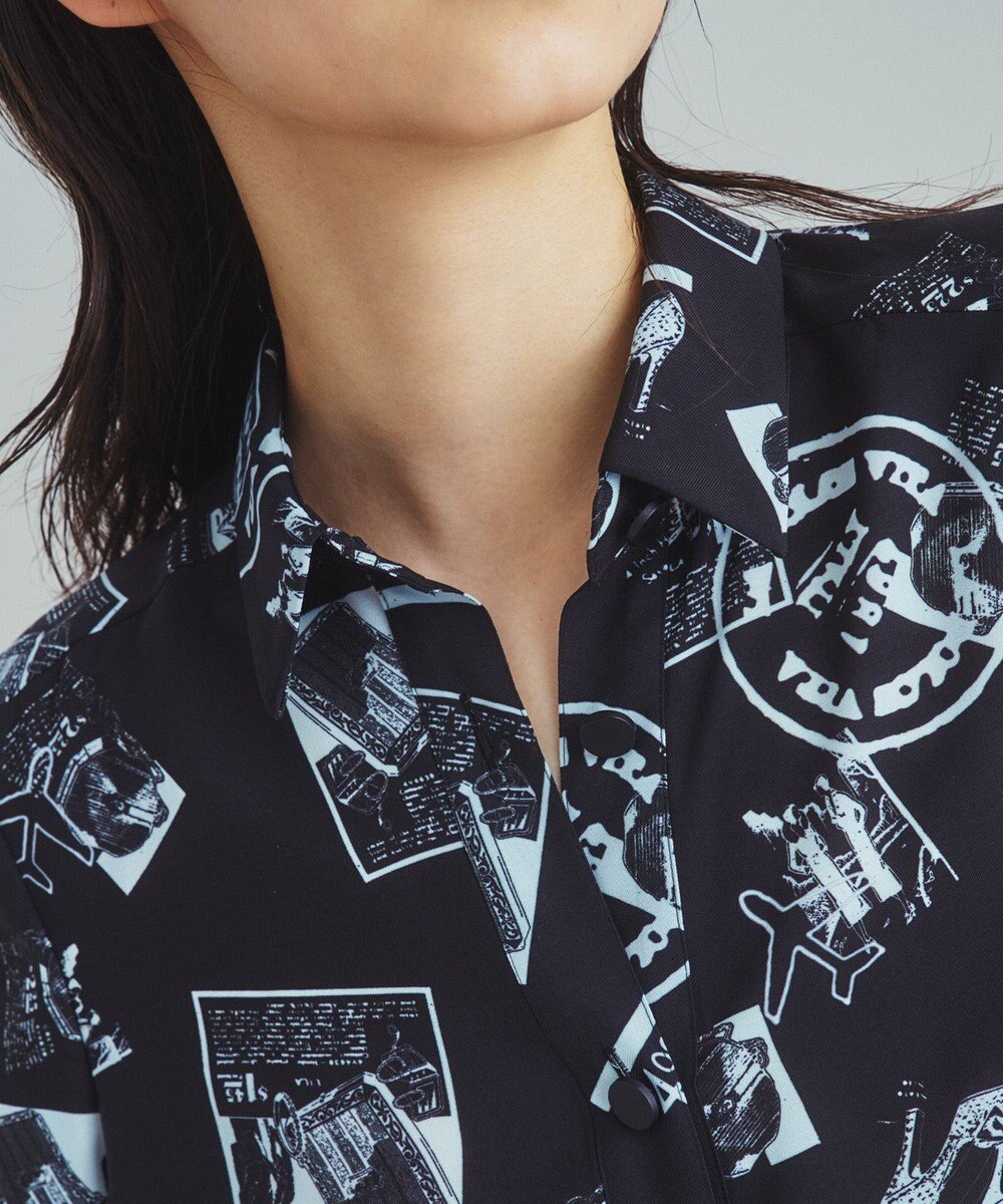 GRACE CONTINENTAL フォトプリントシャツドレス ブラック