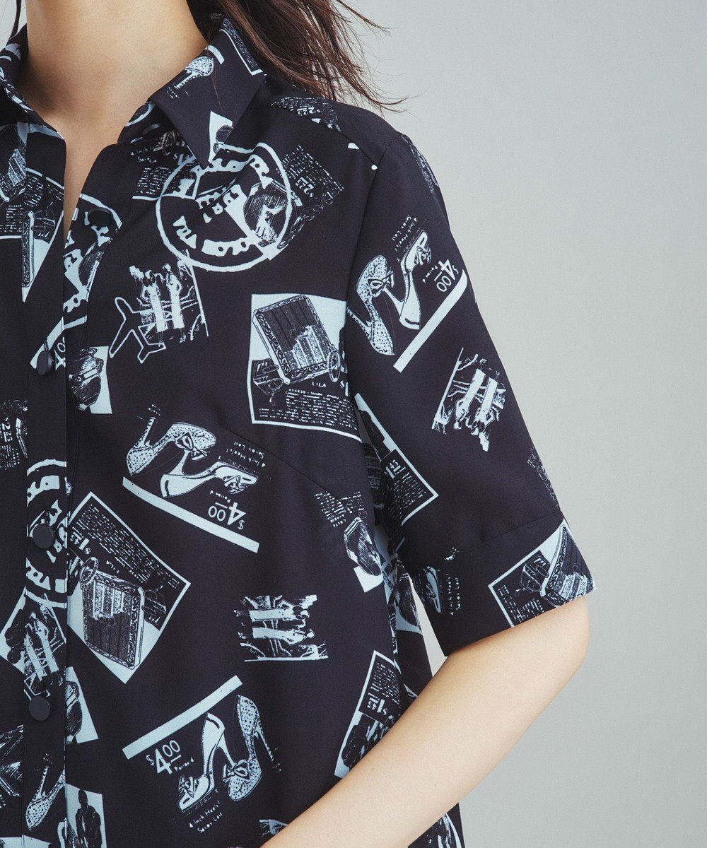 GRACE CONTINENTAL フォトプリントシャツドレス ブラック