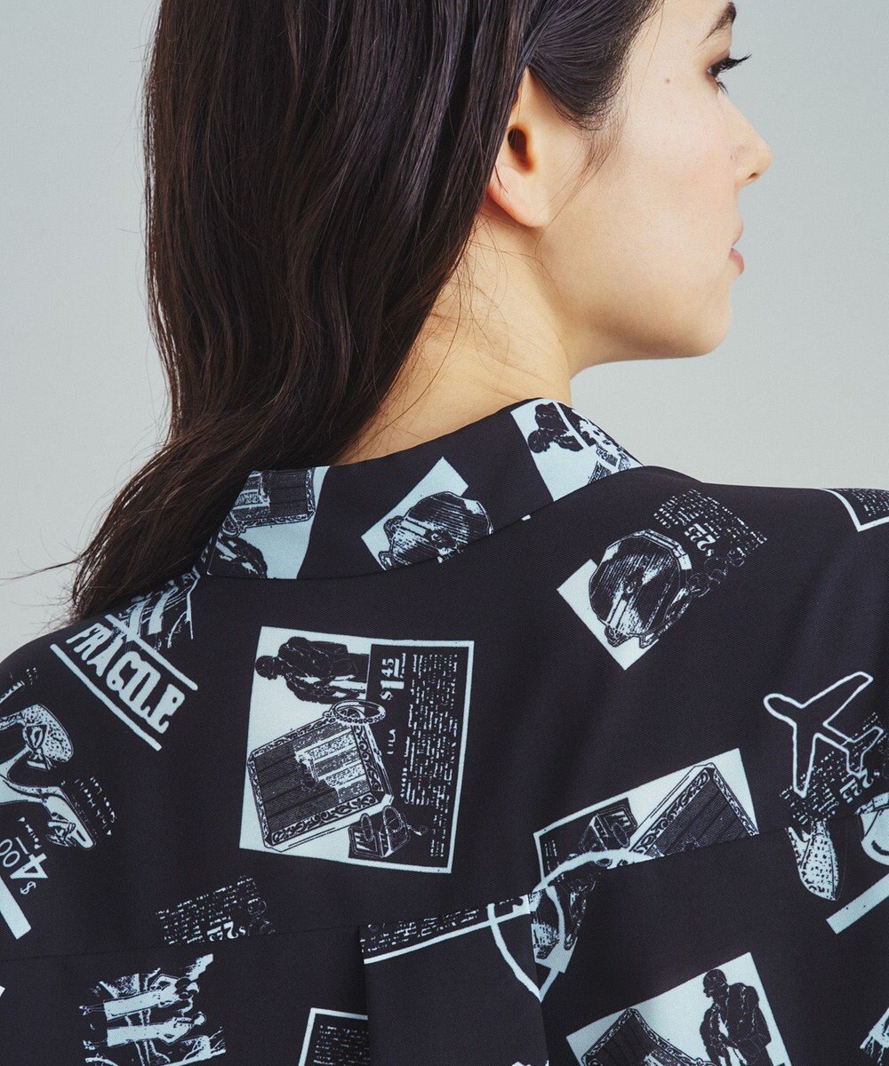 GRACE CONTINENTAL フォトプリントシャツドレス ブラック