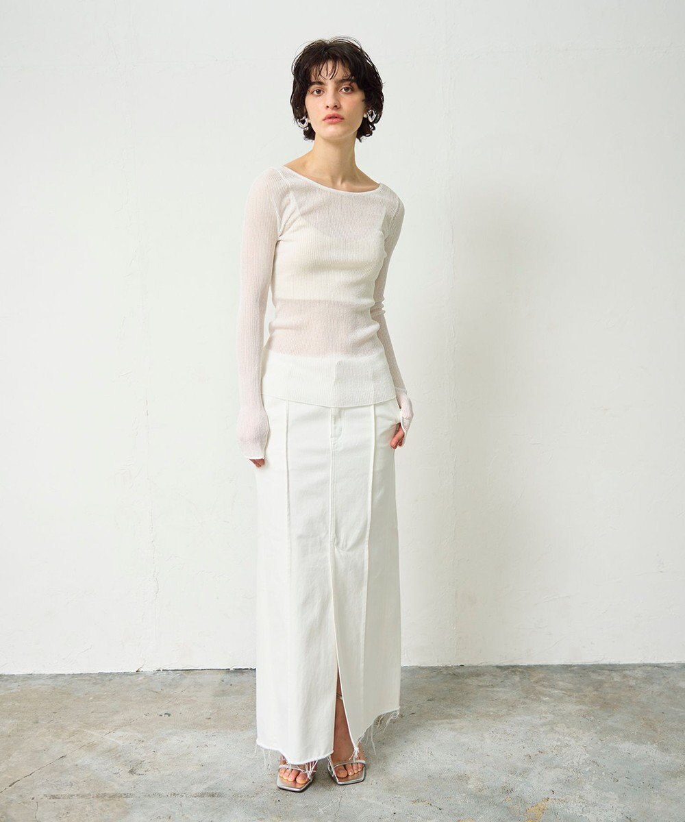 GRACE CONTINENTAL ラメシアーリブニットトップ