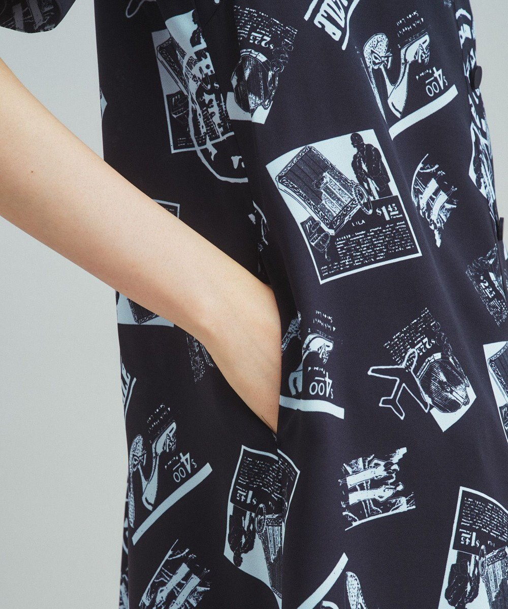 GRACE CONTINENTAL フォトプリントシャツドレス ブラック