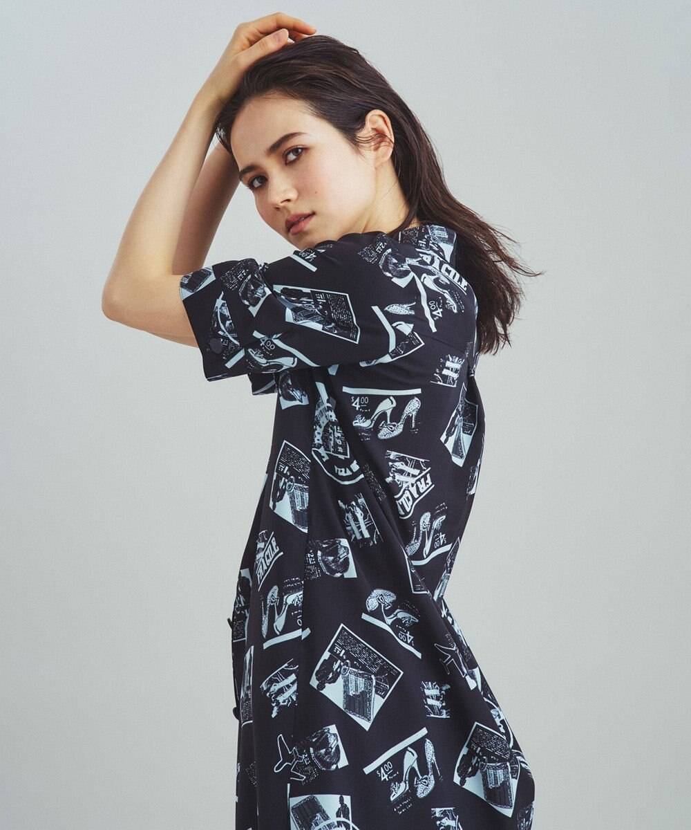 GRACE CONTINENTAL フォトプリントシャツドレス ブラック