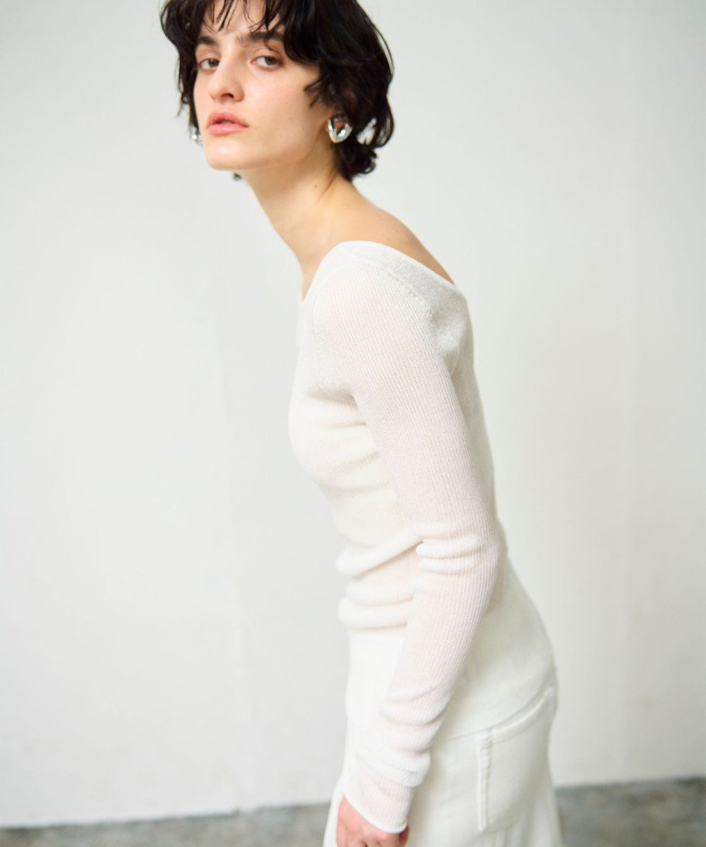 GRACE CONTINENTAL ラメシアーリブニットトップ