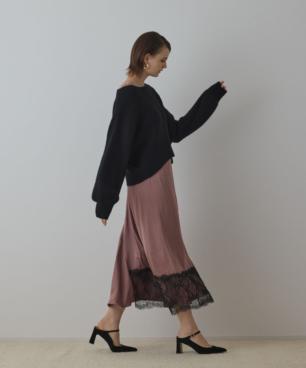 GRACE CONTINENTAL サテンレースニットワンピース 