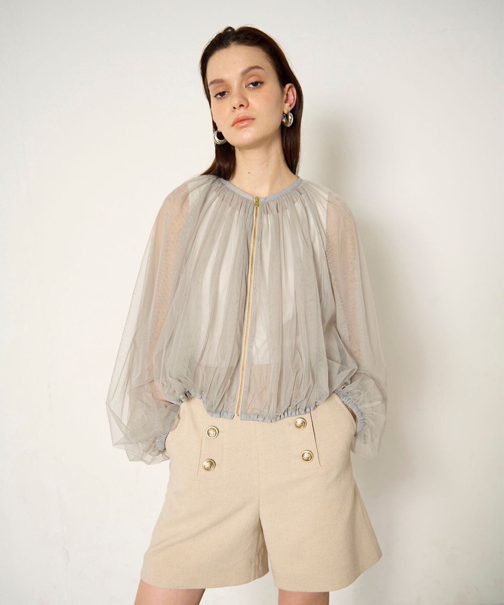 GRACE CONTINENTAL ギャザーチュールブルゾン 