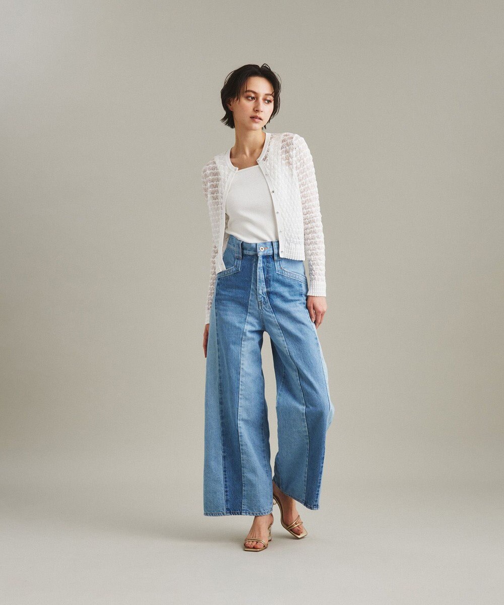 GRACE CONTINENTAL 切替ワイドデニムパンツ