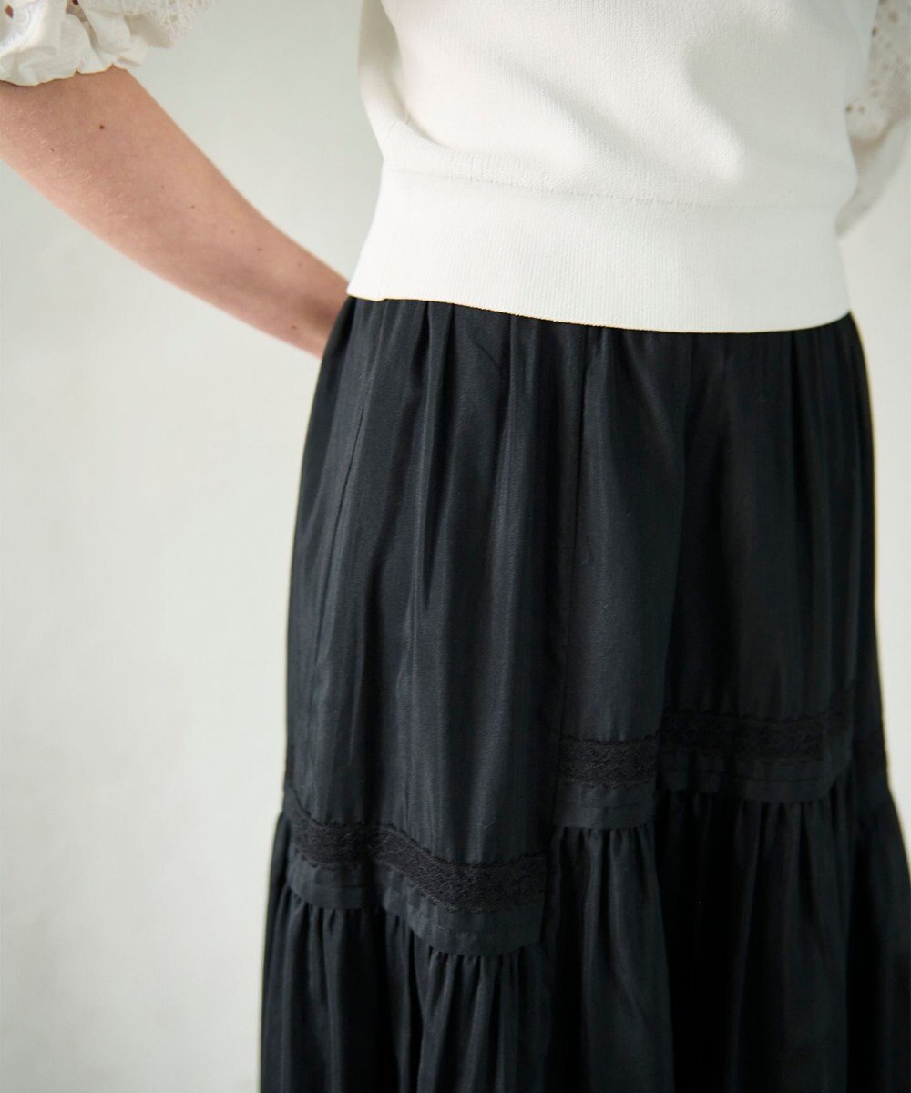 GRACE CONTINENTAL ギャザーレースロングスカート 