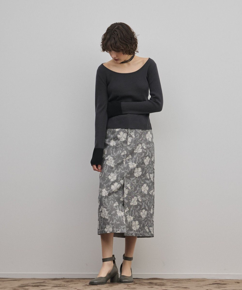 GRACE CONTINENTAL ボタニカルジャガードスカート 