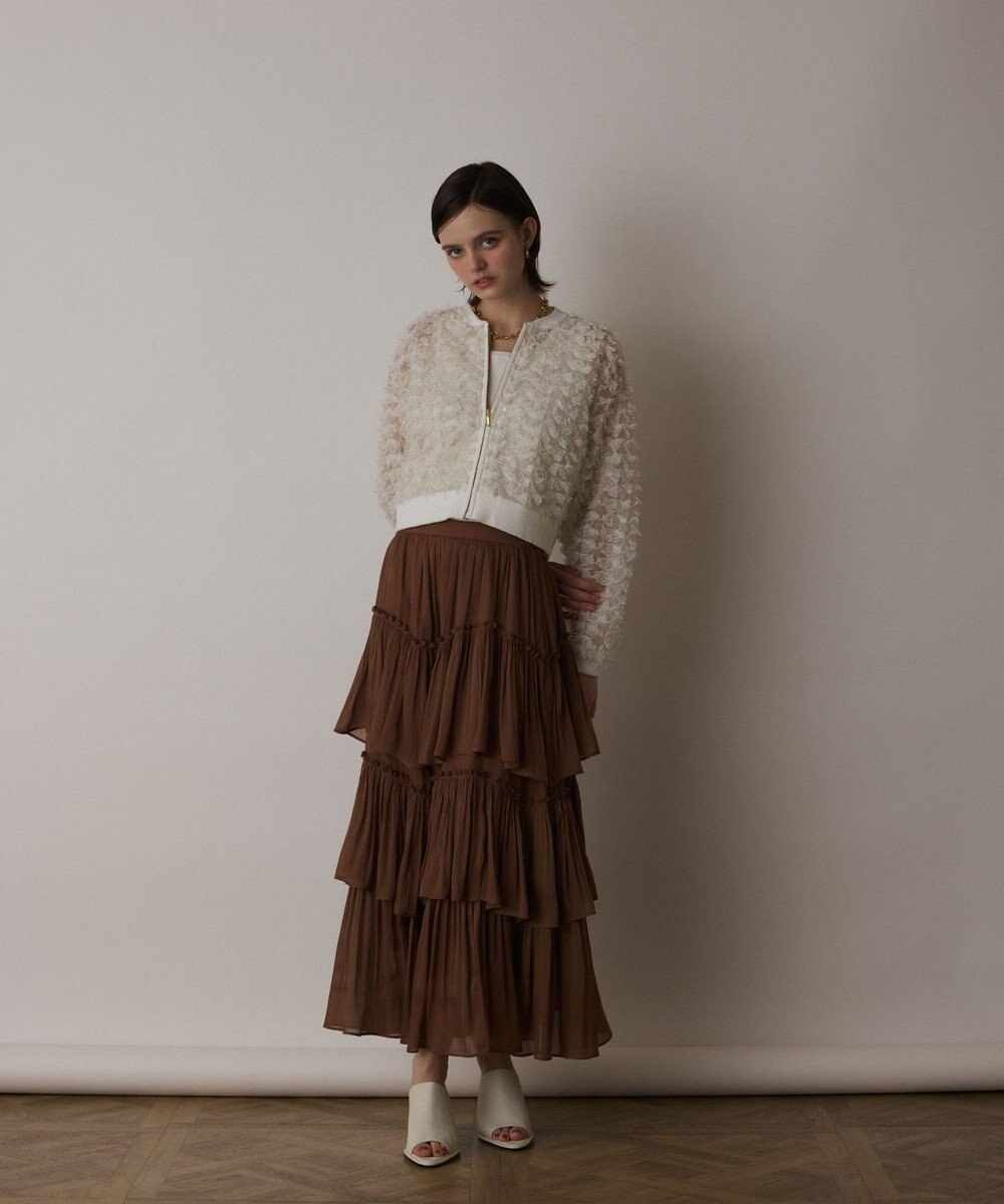 GRACE CONTINENTAL フリンジニットzipカーディガン 