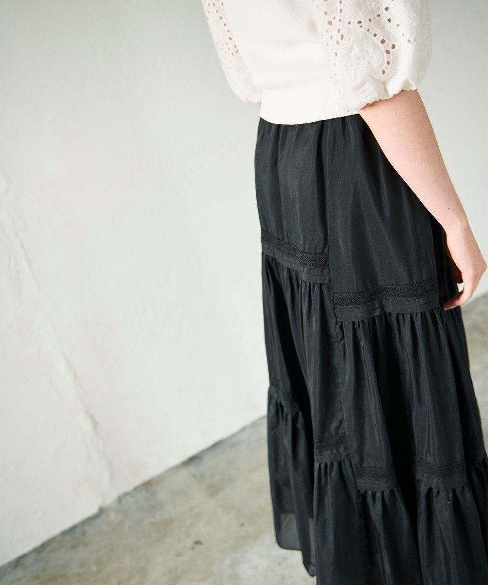 GRACE CONTINENTAL ギャザーレースロングスカート 