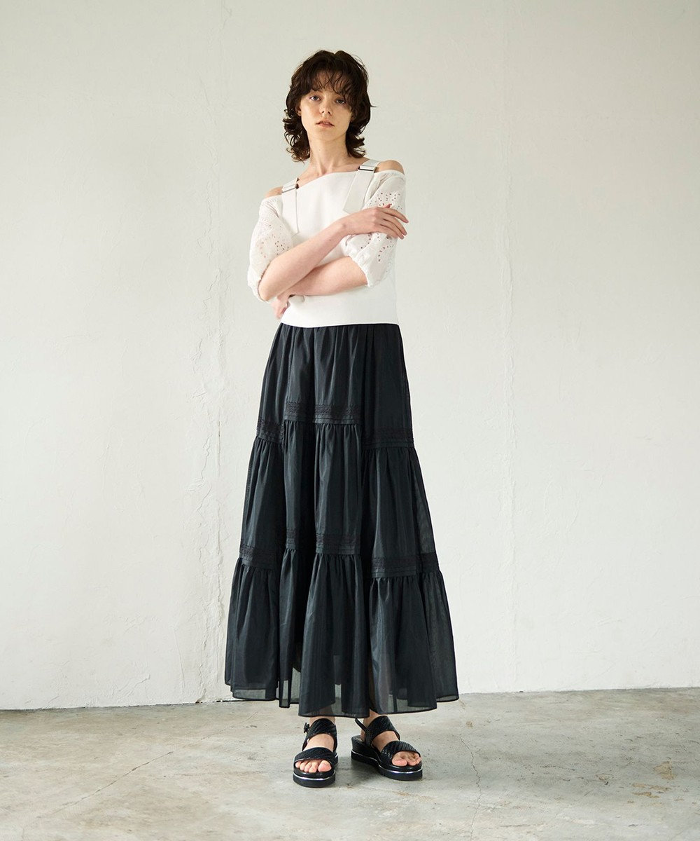 GRACE CONTINENTAL ギャザーレースロングスカート