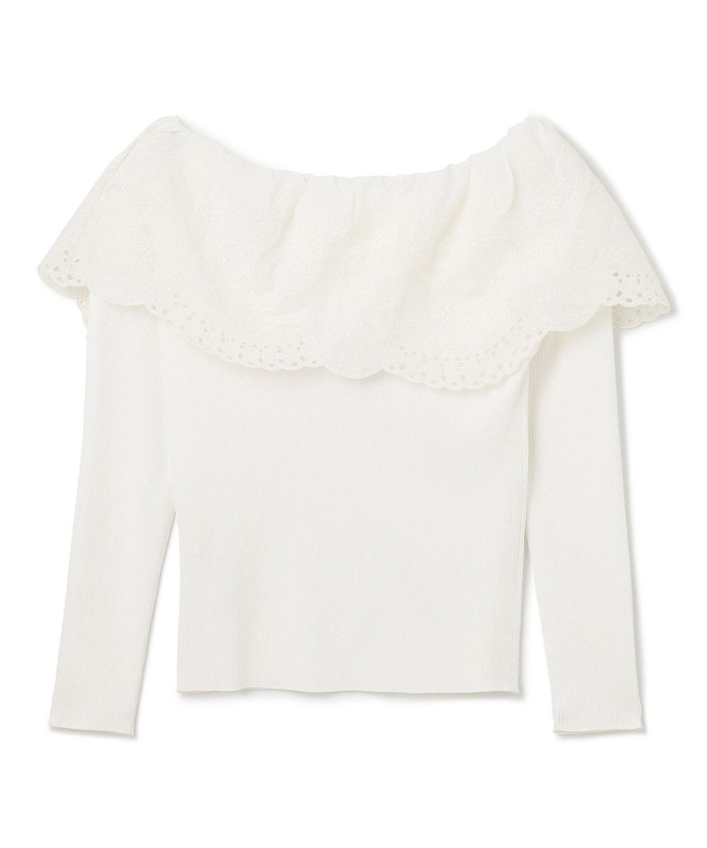 GRACE CONTINENTAL カットワークリブニットトップ 