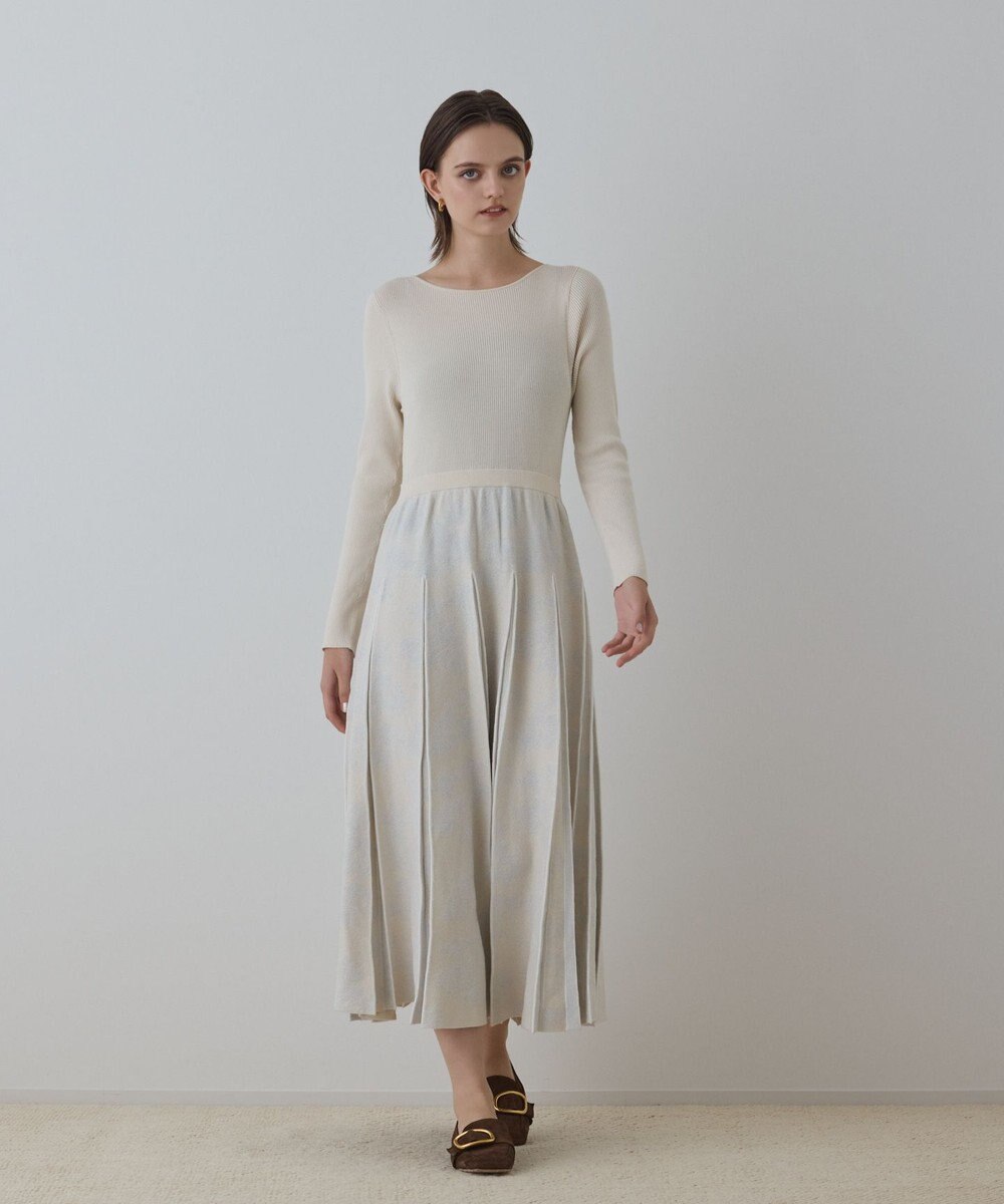 GRACE CONTINENTAL ラメモールニットジャガードワンピース 