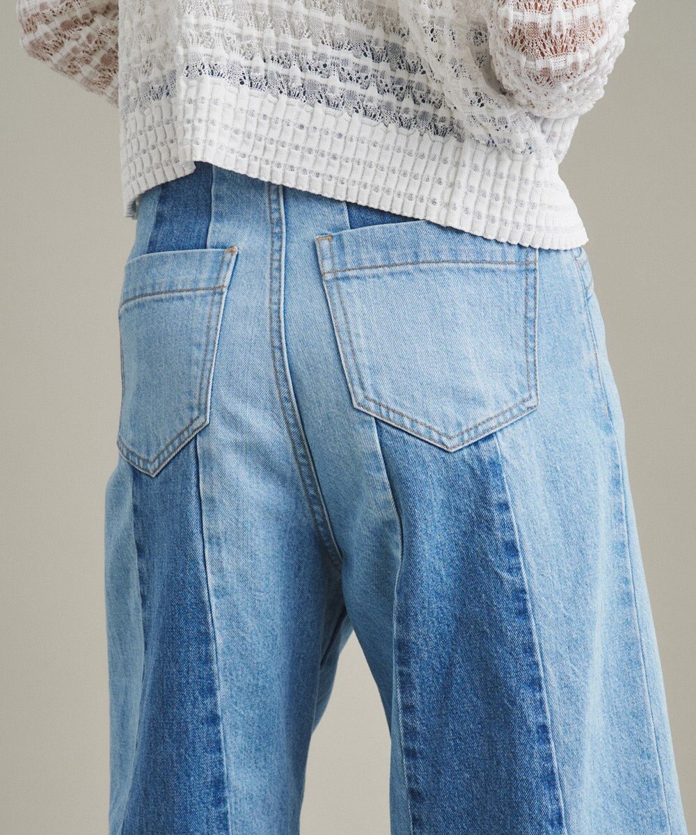 GRACE CONTINENTAL 切替ワイドデニムパンツ 
