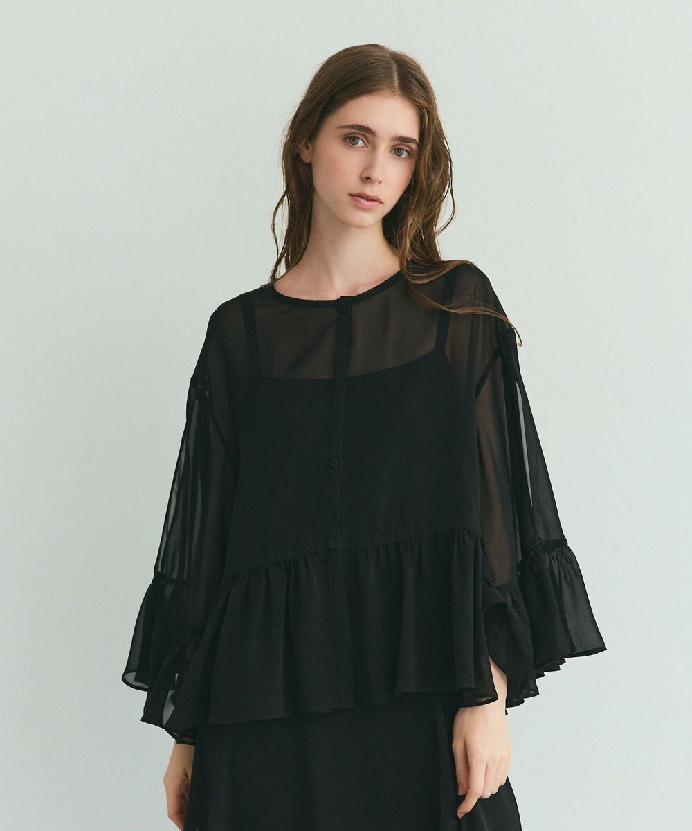 GRACE CONTINENTAL シフォンフリルポンチョ 