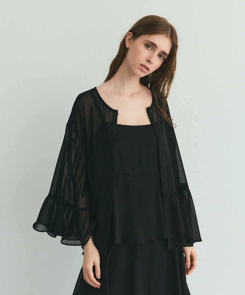 GRACE CONTINENTAL シフォンフリルポンチョ 