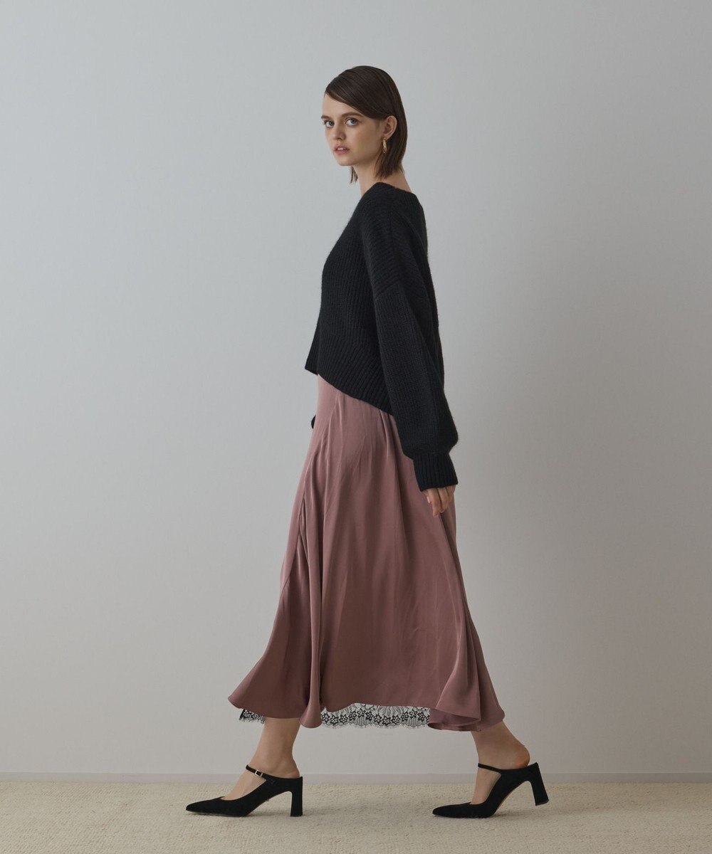 GRACE CONTINENTAL サテンレースニットワンピース 