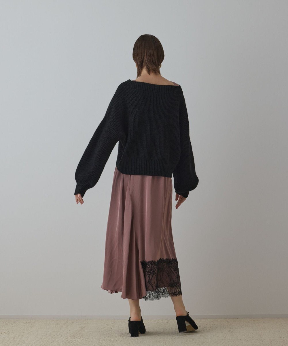 GRACE CONTINENTAL サテンレースニットワンピース 