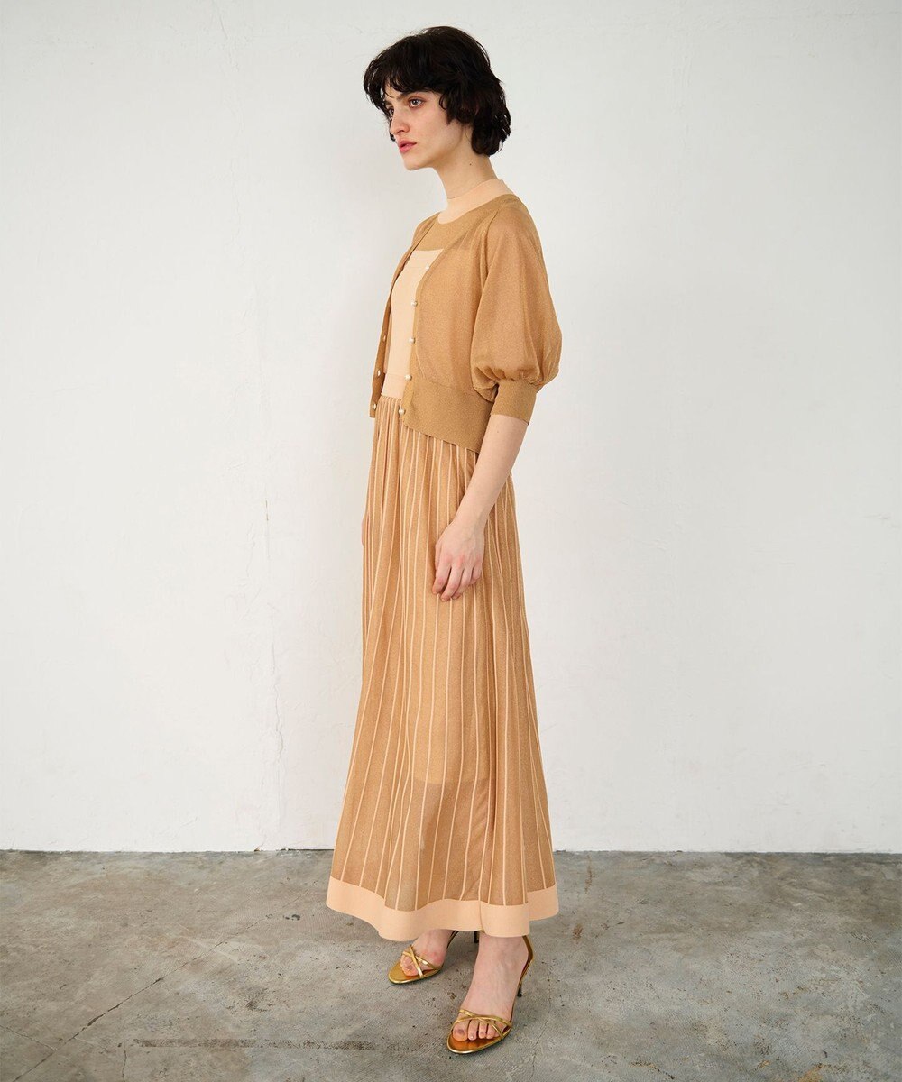 GRACE CONTINENTAL ラメシアープリーツニットワンピース