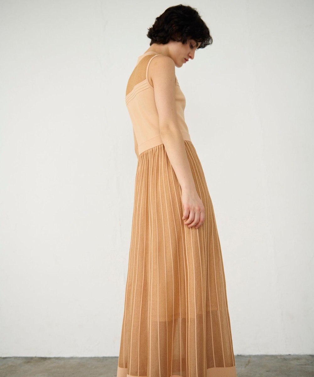 GRACE CONTINENTAL ラメシアープリーツニットワンピース 