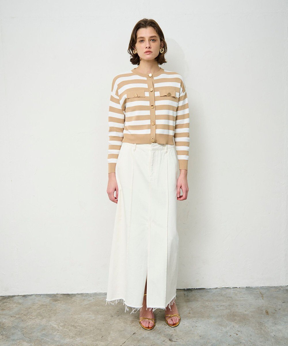 GRACE CONTINENTAL ニットボーダーカーディガン 