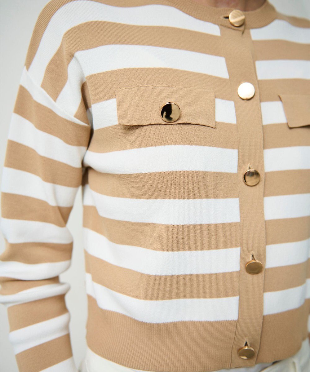 GRACE CONTINENTAL ニットボーダーカーディガン 