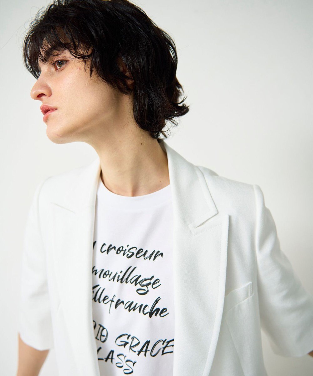 GRACE CONTINENTAL リネンタッチハーフスリーブジャケット