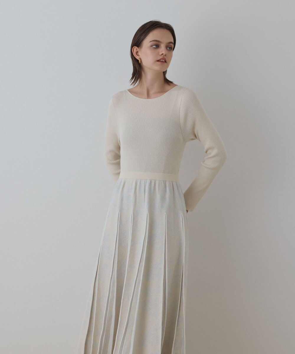 GRACE CONTINENTAL ラメモールニットジャガードワンピース 