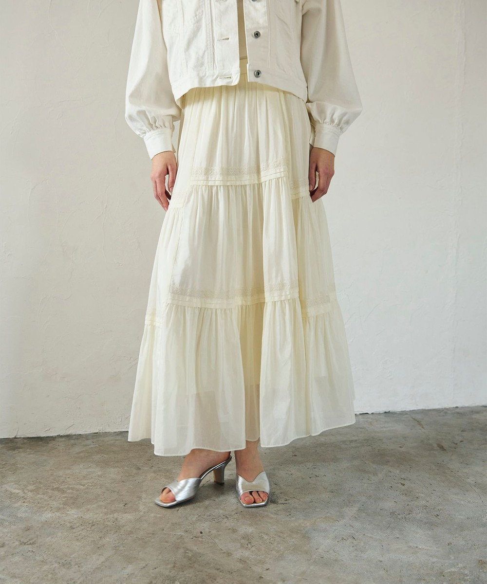 GRACE CONTINENTAL ギャザーレースロングスカート