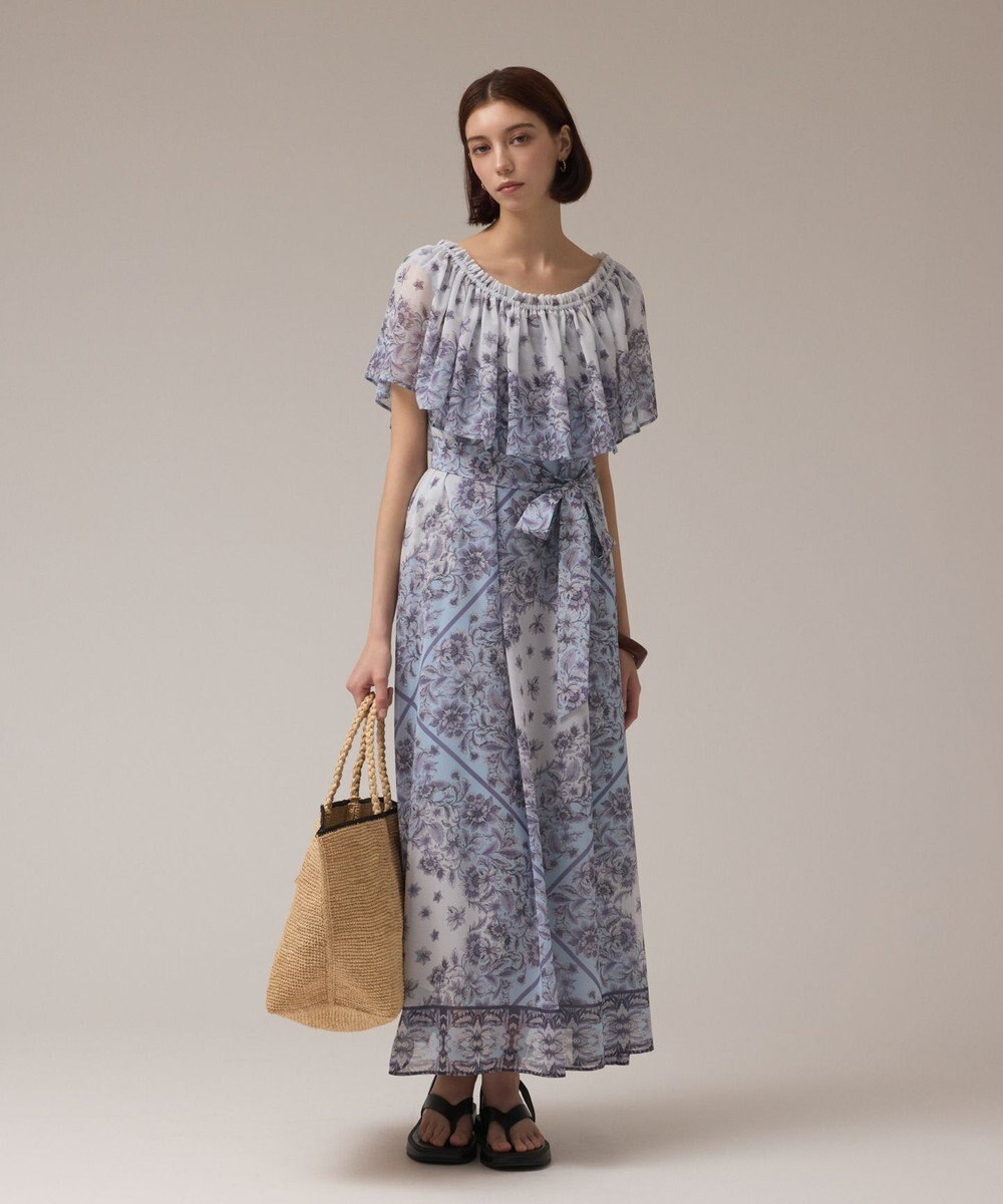 GRACE CONTINENTAL マルチWAYシフォンワンピース ブルー