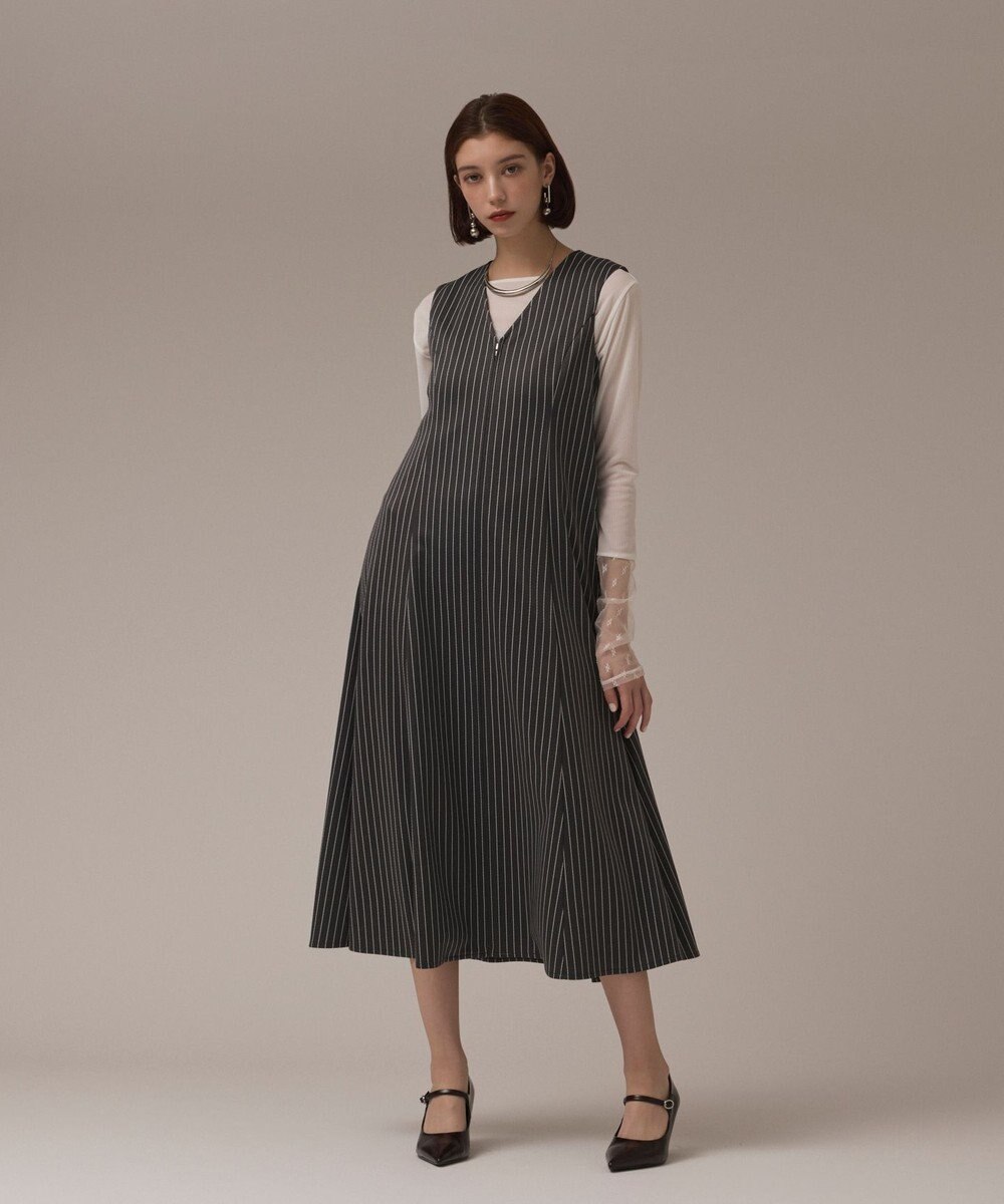 GRACE CONTINENTAL ストライプジャージワンピース 