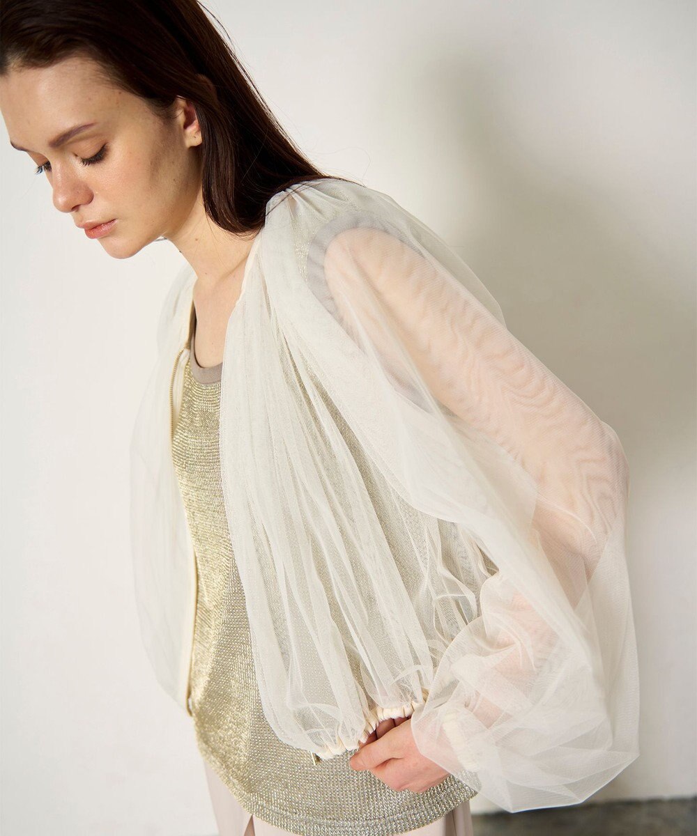 GRACE CONTINENTAL ギャザーチュールブルゾン 