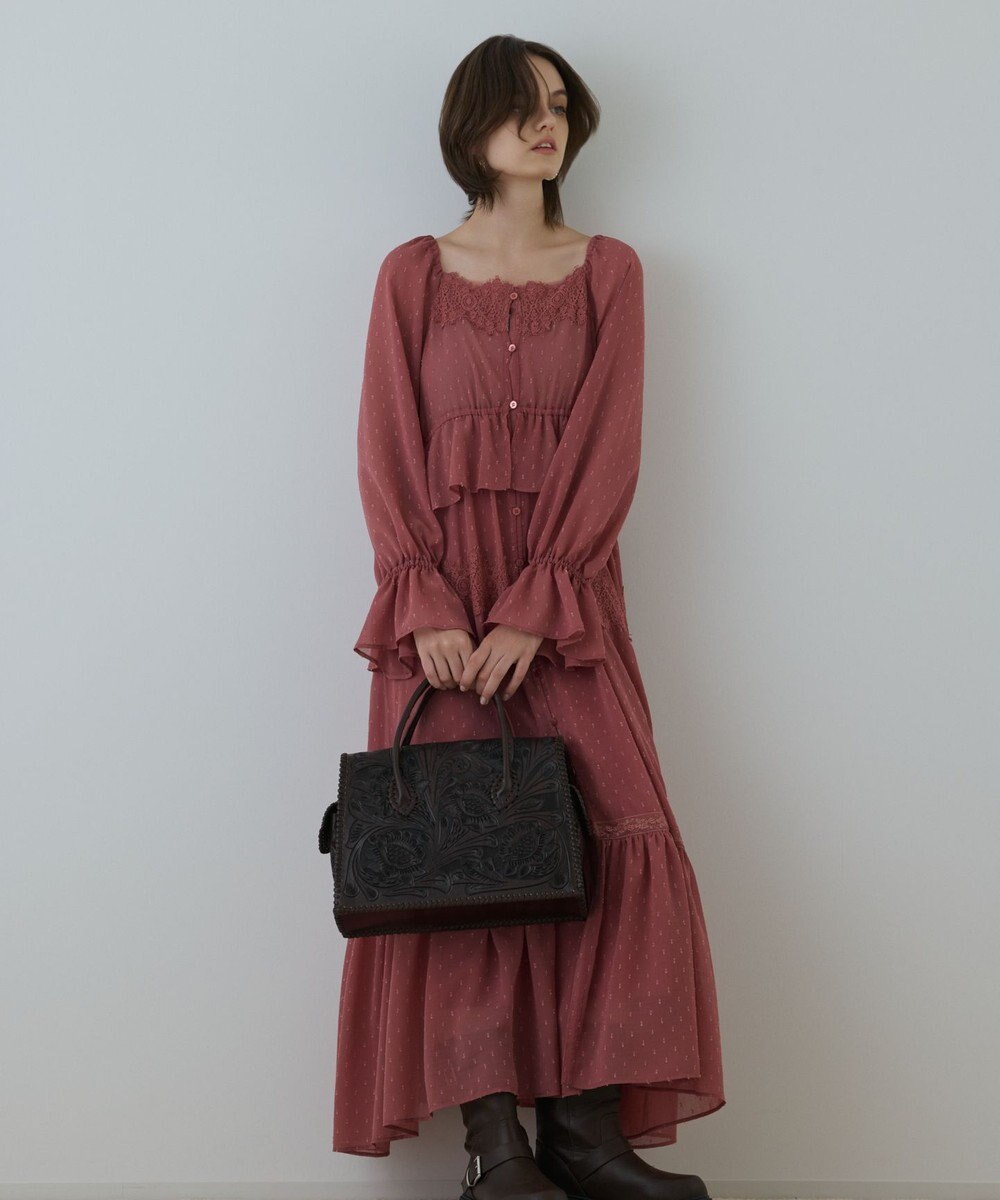 GRACE CONTINENTAL レースコンビカットジャガードワンピース 