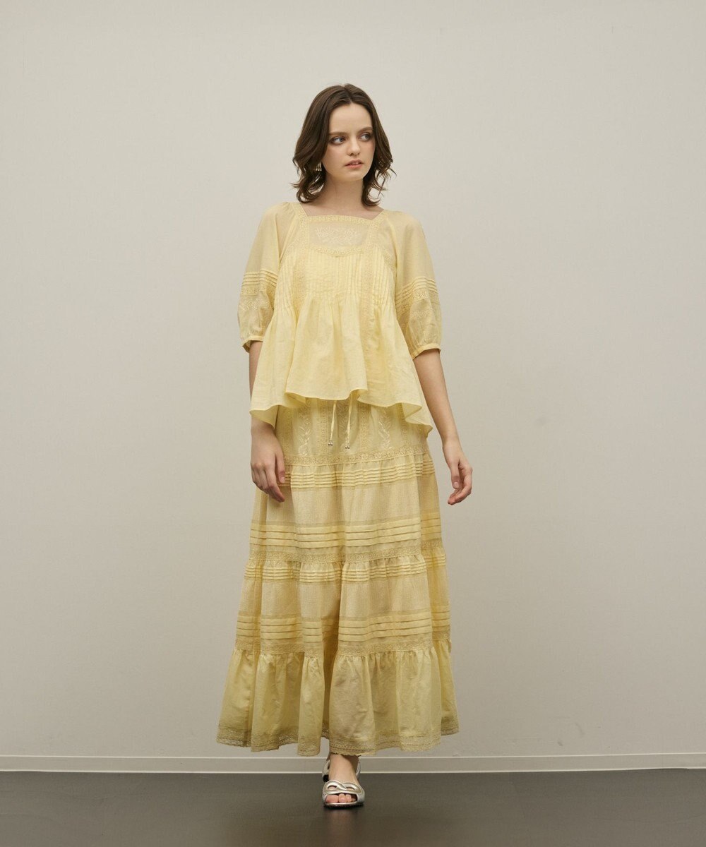 GRACE CONTINENTAL ピンタックティアードスカート 