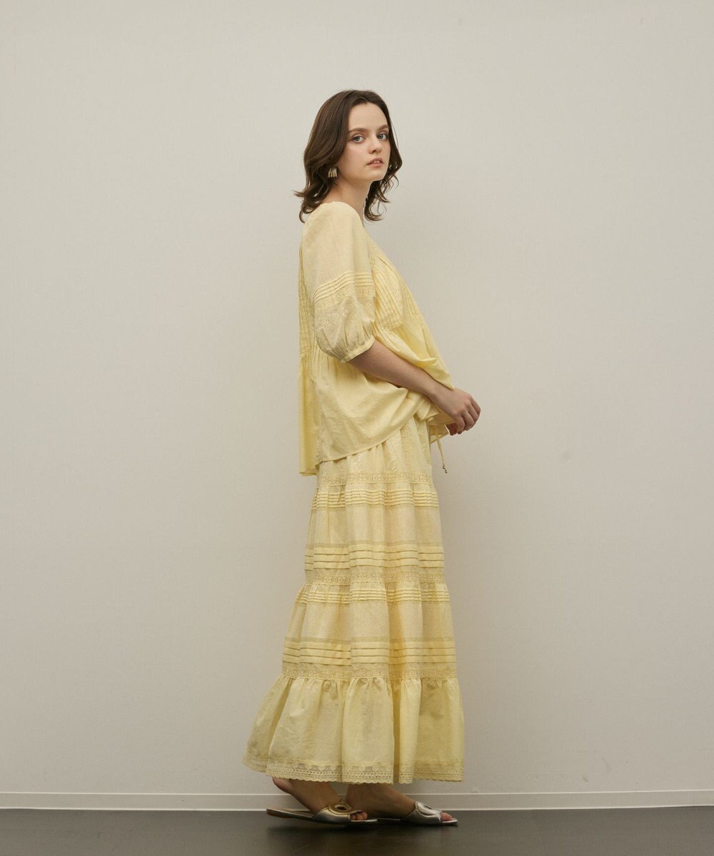 GRACE CONTINENTAL ピンタックティアードスカート 