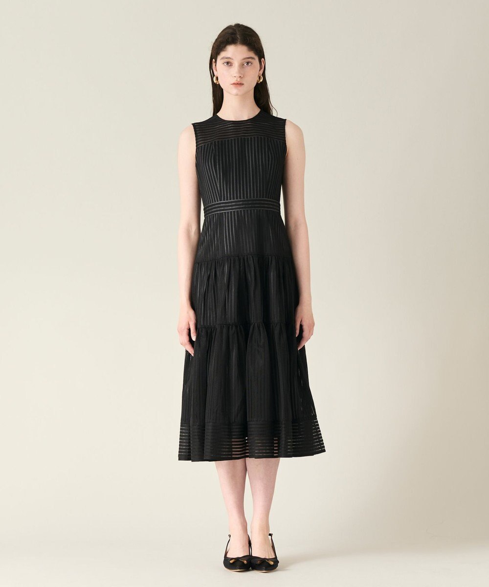 GRACE CONTINENTAL ストライプレースフレアドレス