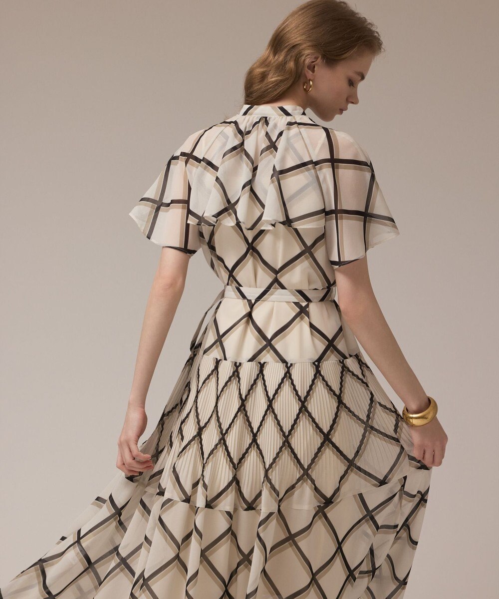 GRACE CONTINENTAL チェックプリントプリーツワンピース 