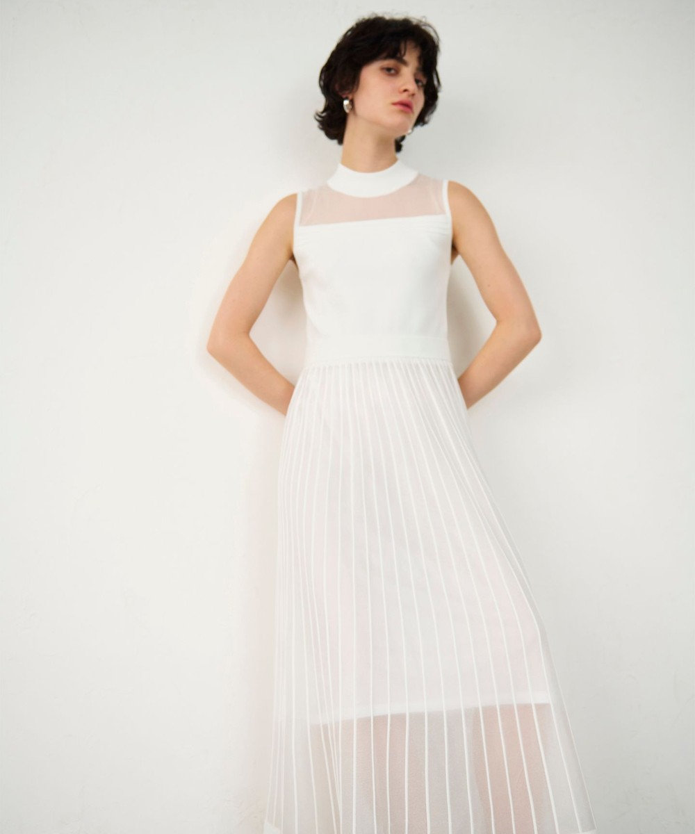 GRACE CONTINENTAL ラメシアープリーツニットワンピース