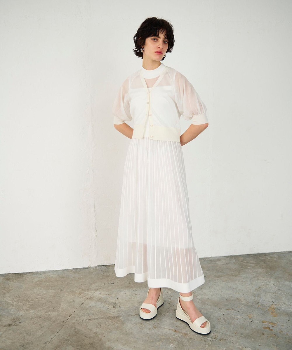 GRACE CONTINENTAL ラメシアープリーツニットワンピース 