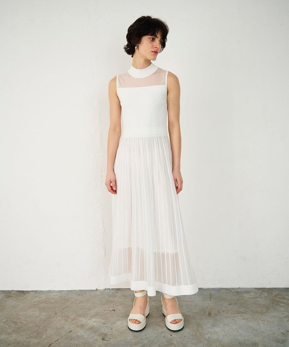 GRACE CONTINENTAL ラメシアープリーツニットワンピース