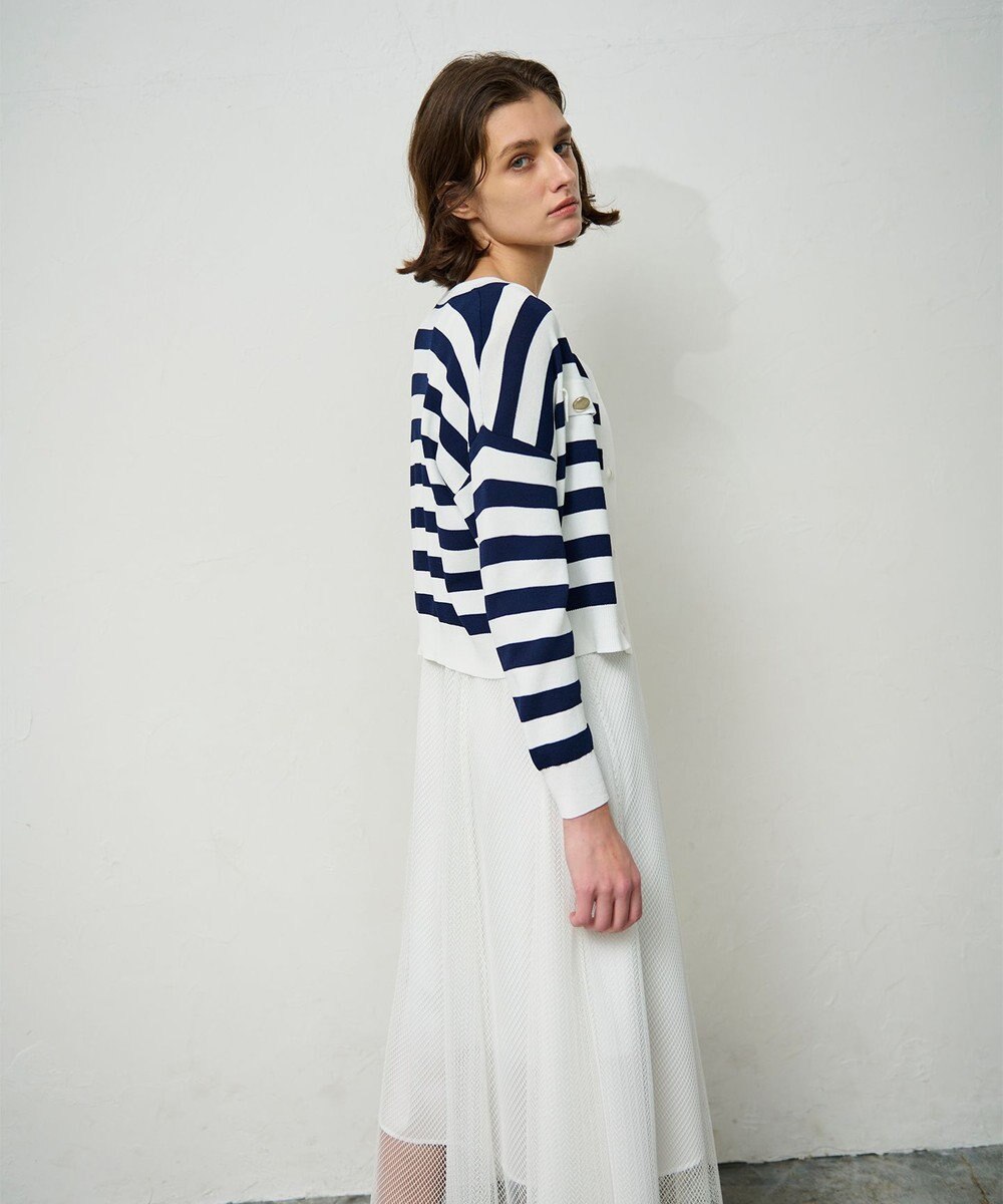 GRACE CONTINENTAL ニットボーダーカーディガン 