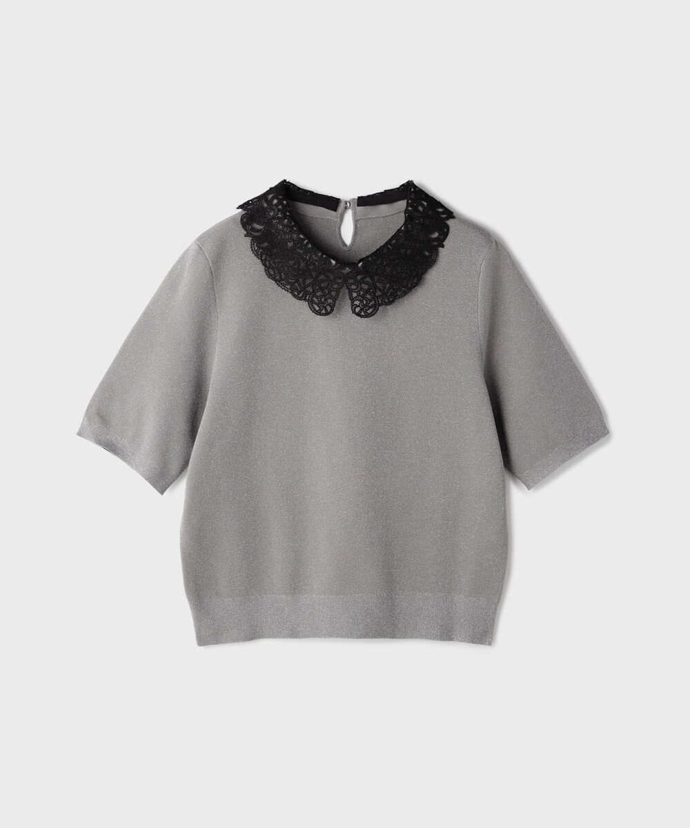 GRACE CONTINENTAL レースカラーラメニットトップ 