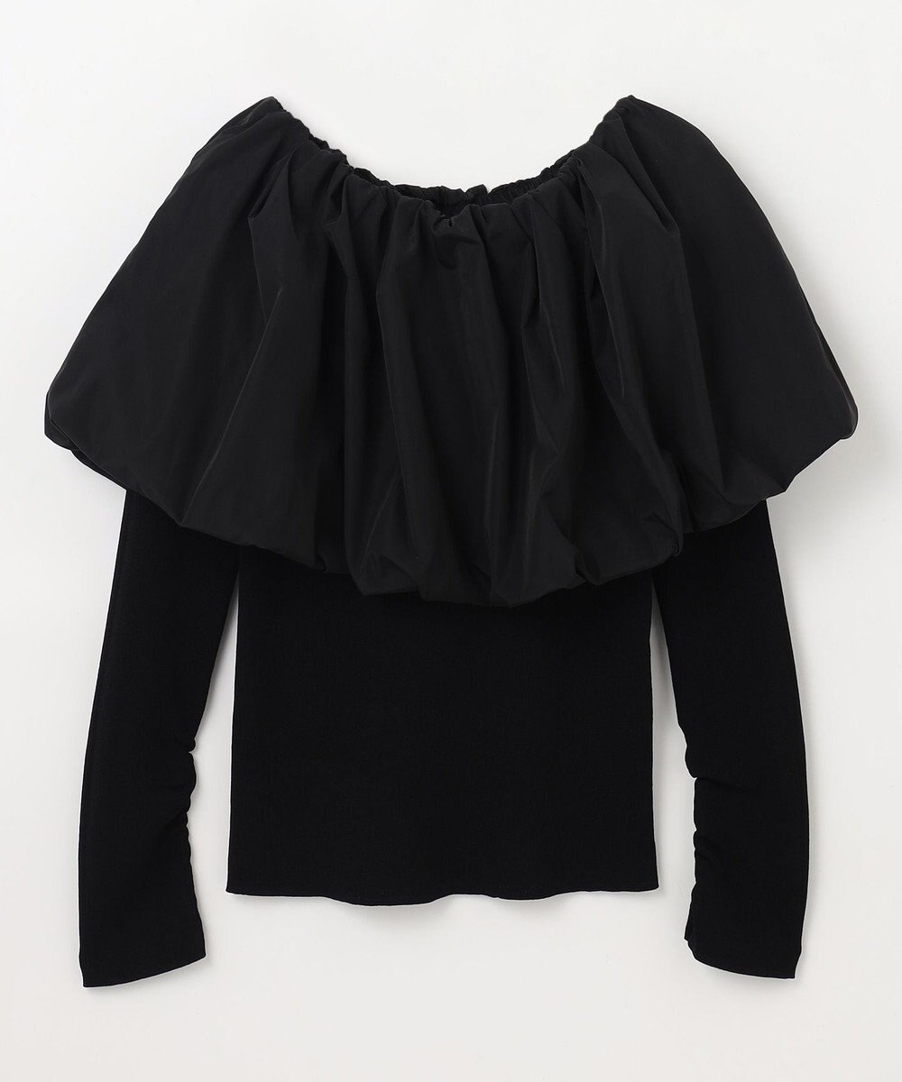 GRACE CONTINENTAL タフタケープ付ニットトップ 