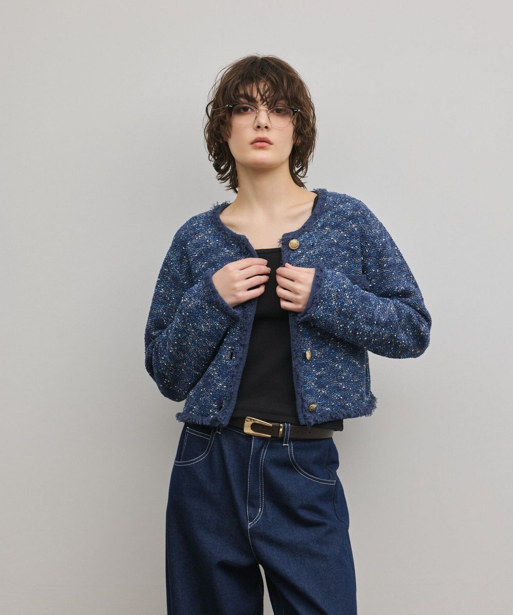 GRACE CONTINENTAL ツイードニットカーディガン 
