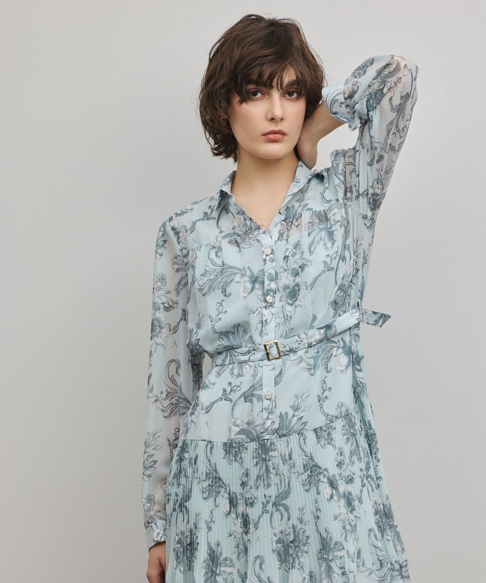 GRACE CONTINENTAL フラワープリントプリーツワンピース 