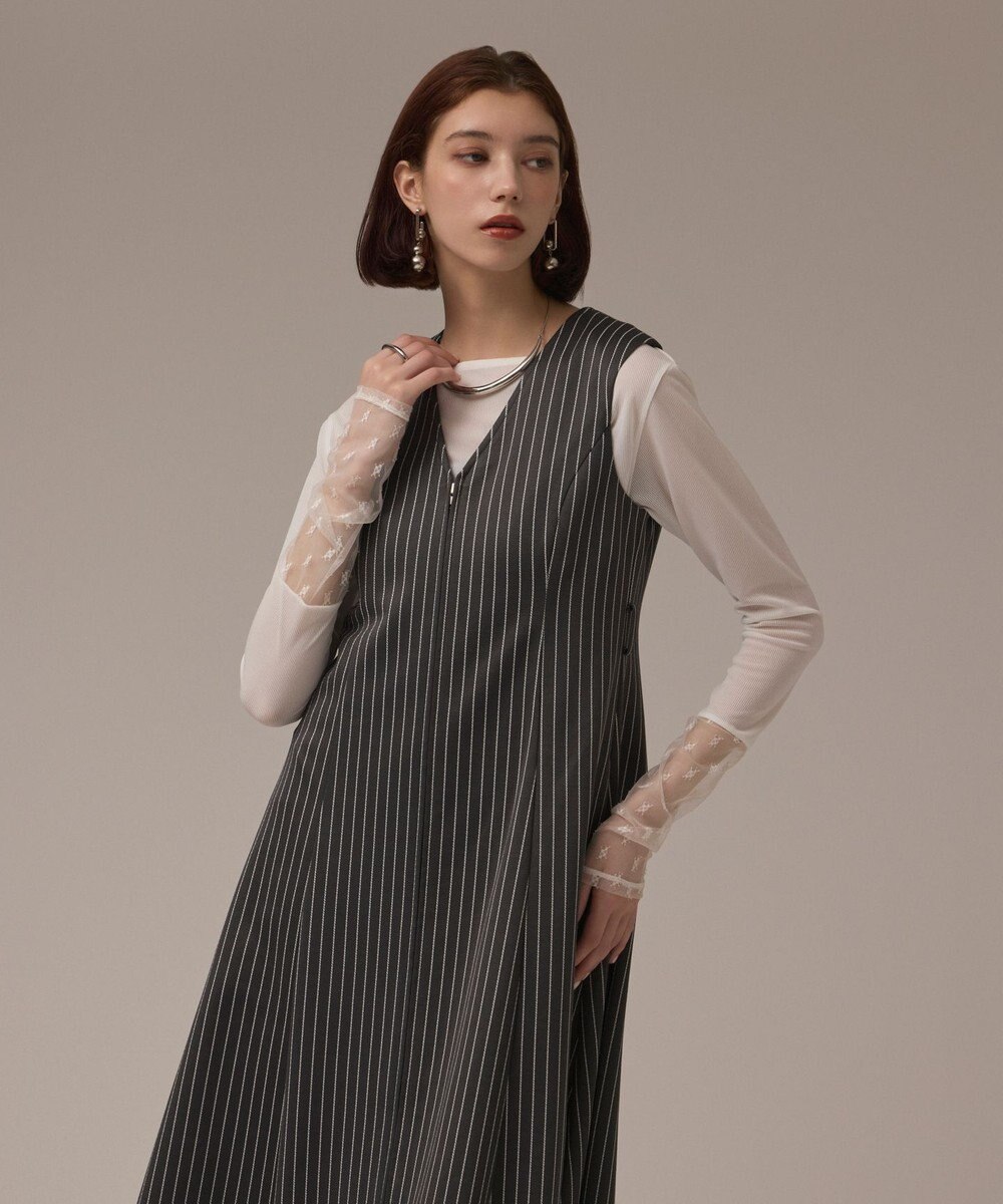GRACE CONTINENTAL ストライプジャージワンピース 