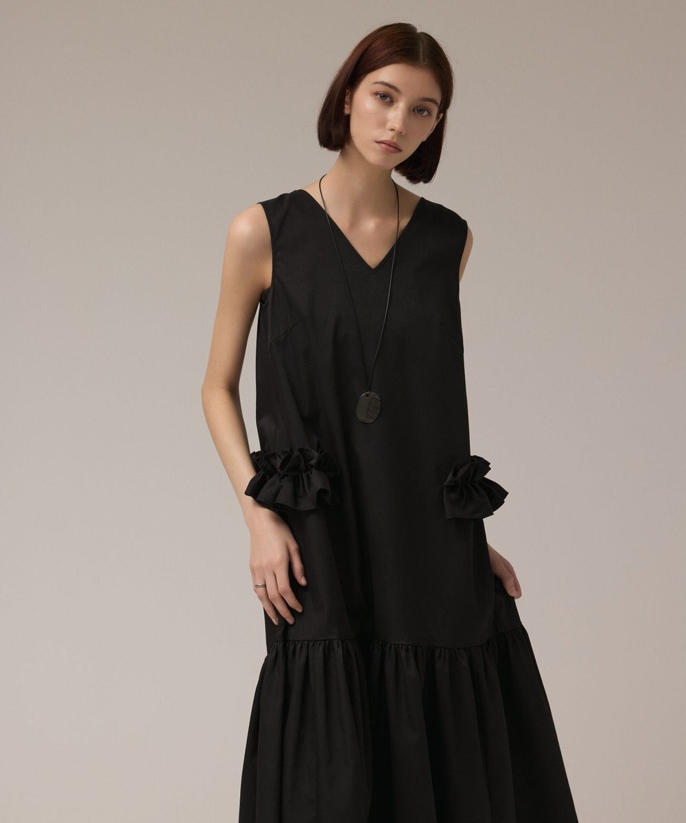 GRACE CONTINENTAL サイドフリルタフタワンピース
